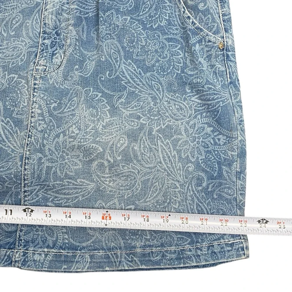 Seven 7 Denim Mini Skirt Womens Size 16‎ Delancey Paisley Print Boho Stretch 337